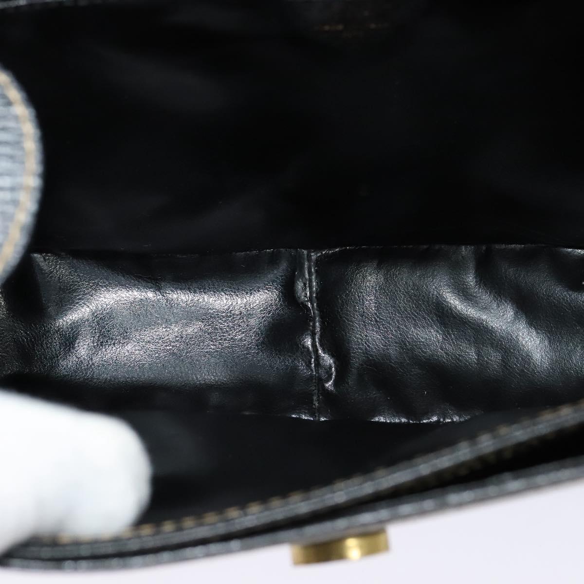 CELINE Shoulder Bag Leather Black Auth EC092