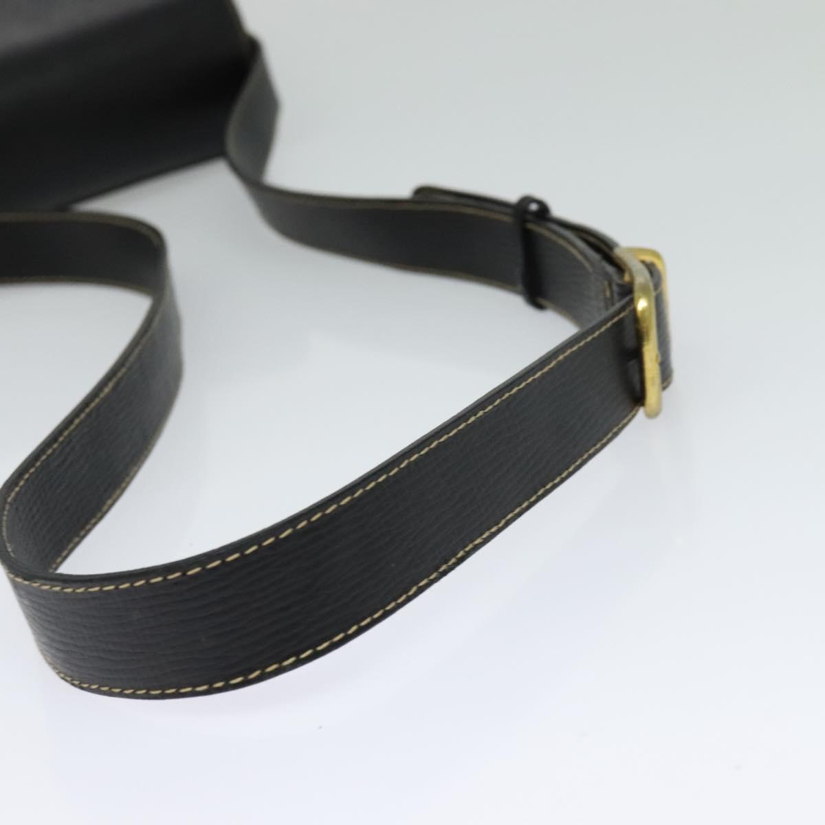 CELINE Shoulder Bag Leather Black Auth EC092