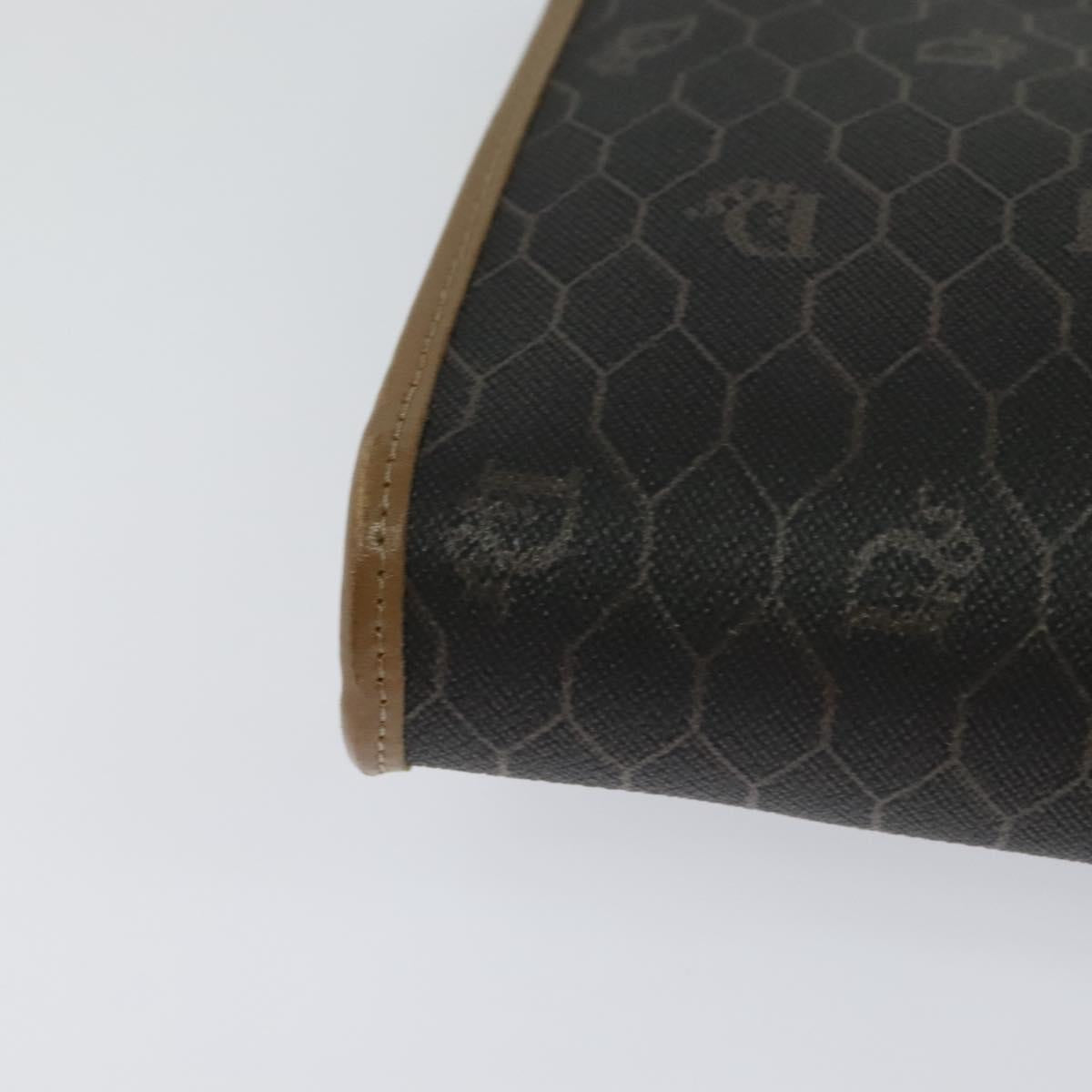 Christian Dior Honeycomb Canvas Chain Shoulder Bag PVC Black Gold Auth EC097