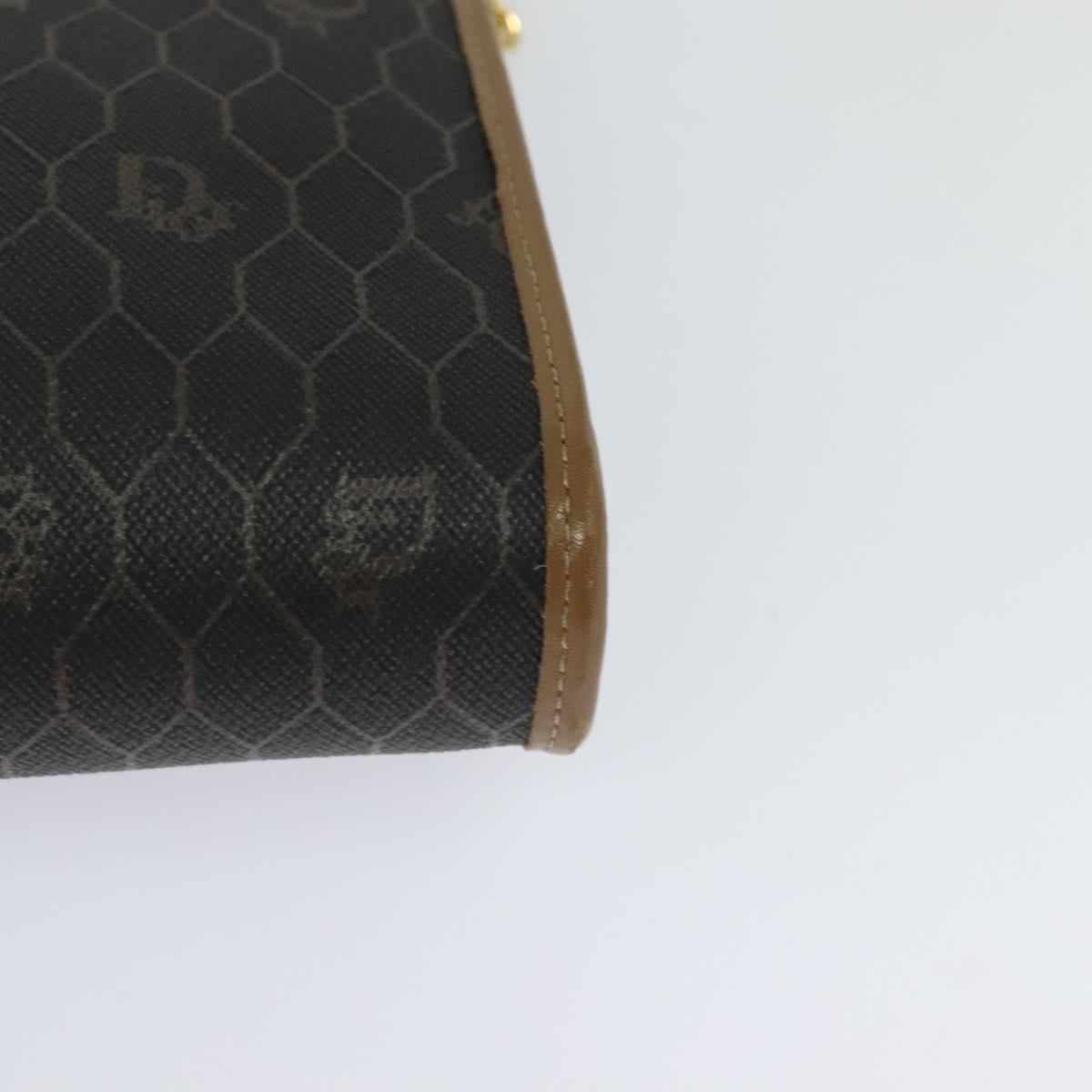 Christian Dior Honeycomb Canvas Chain Shoulder Bag PVC Black Gold Auth EC097