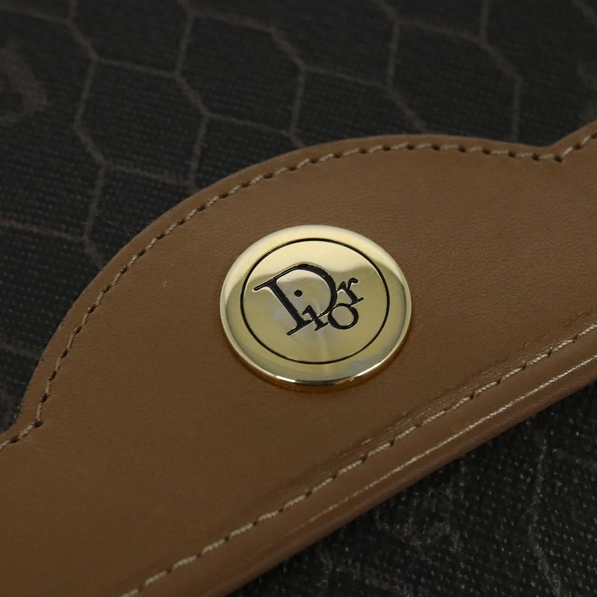 Christian Dior Honeycomb Canvas Chain Shoulder Bag PVC Black Gold Auth EC097