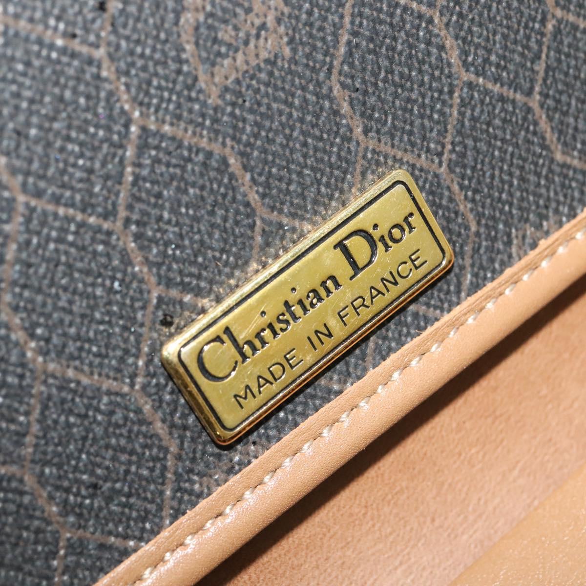 Christian Dior Honeycomb Canvas Chain Shoulder Bag PVC Black Gold Auth EC097