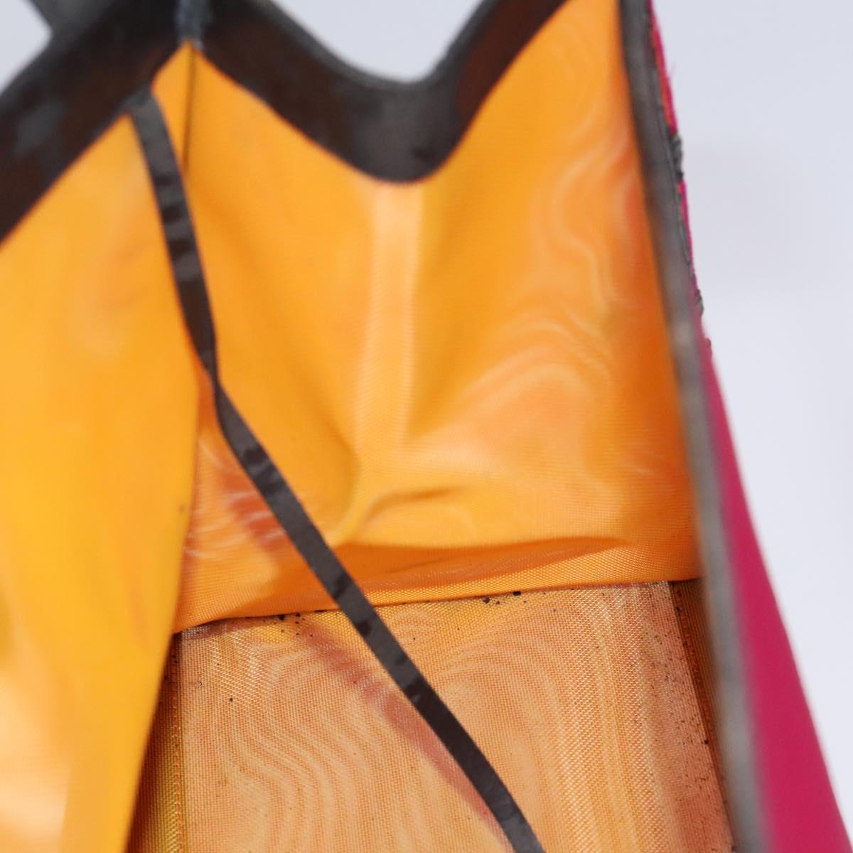 CHANEL Hand Bag Nylon Red CC Auth EC1000