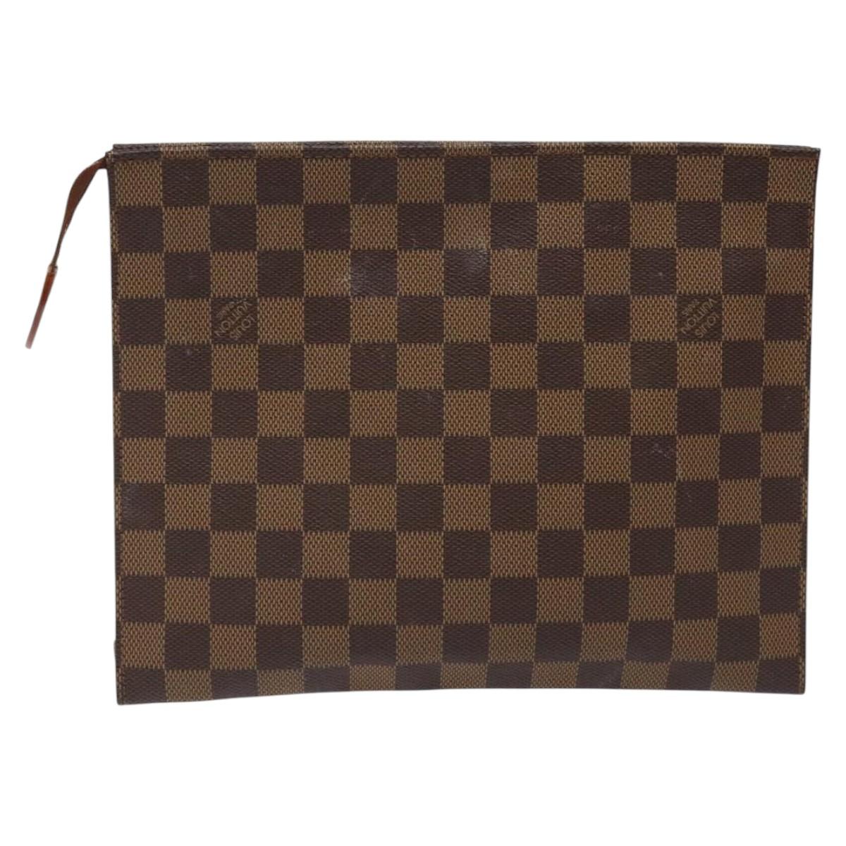 LOUIS VUITTON Damier Ebene Poche Toilette 26 Pouch N47543 LV Auth EC1007