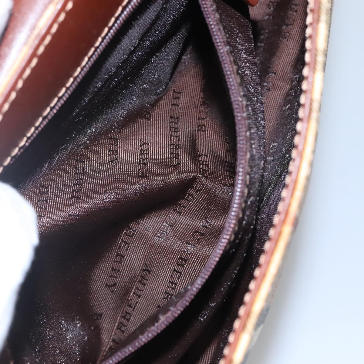 BURBERRY Nova Check Shoulder Bag PVC Leather Beige Auth EC1010