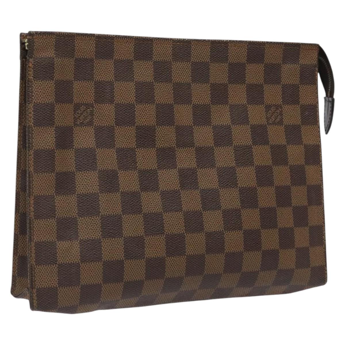 LOUIS VUITTON Damier Ebene Poche Toilette 26 Pouch N47543 LV Auth EC1022
