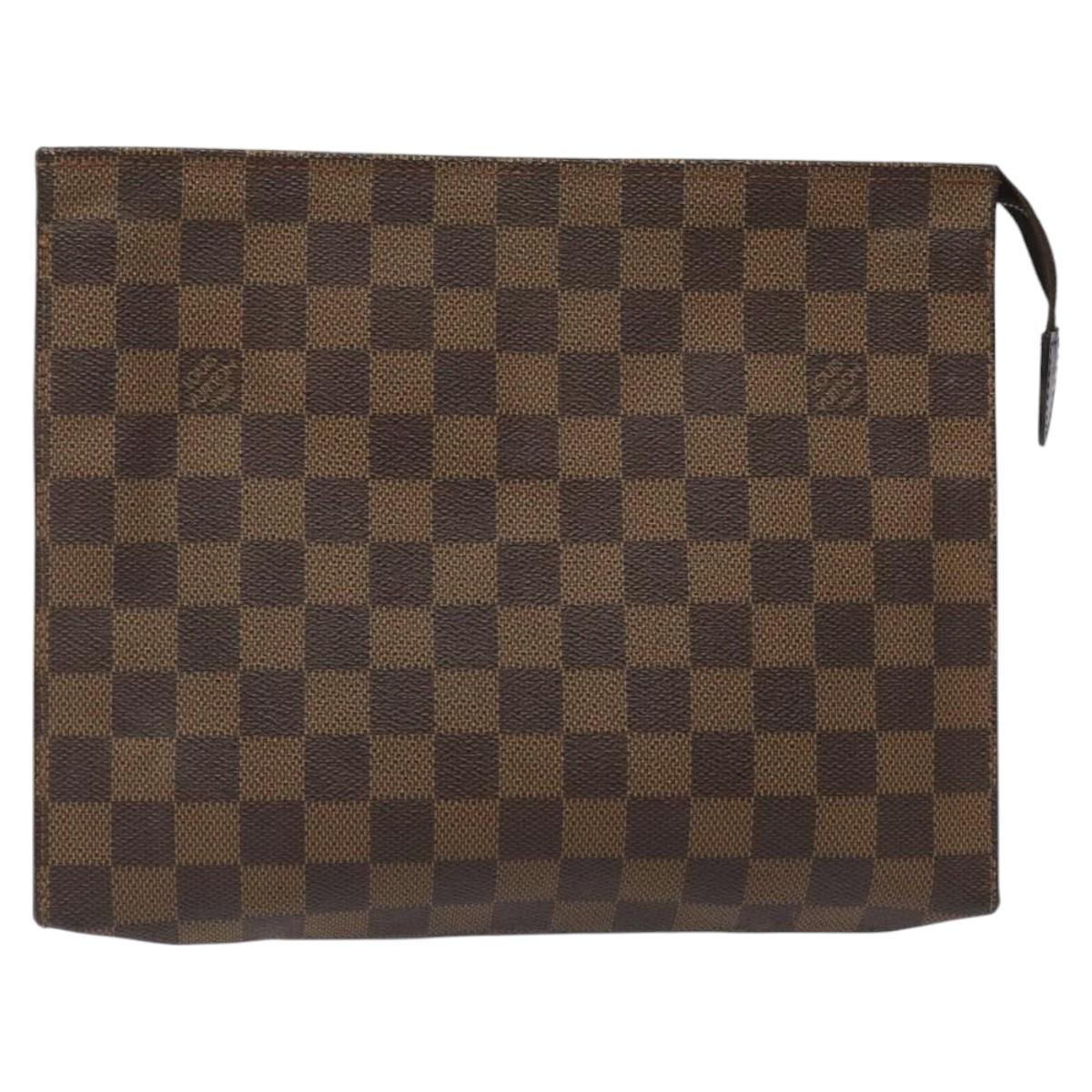 LOUIS VUITTON Damier Ebene Poche Toilette 26 Pouch N47543 LV Auth EC1022