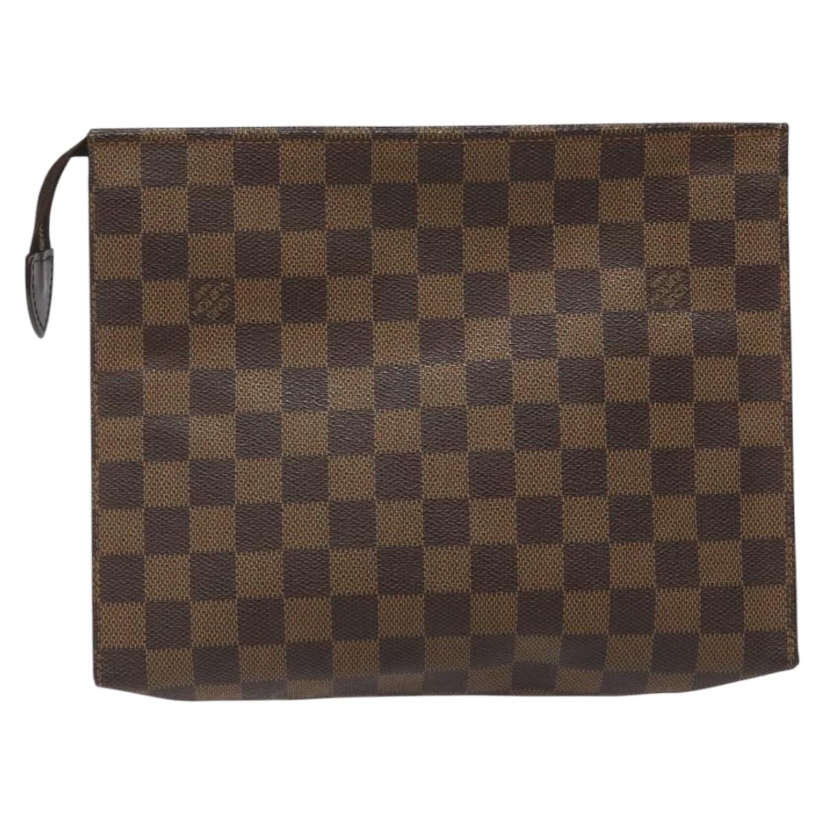 LOUIS VUITTON Damier Ebene Poche Toilette 26 Pouch N47543 LV Auth EC1022