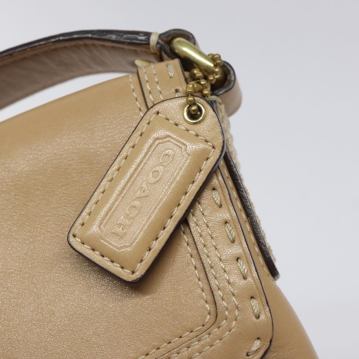 Coach Shoulder Bag Leather Beige Gold Auth EC1029