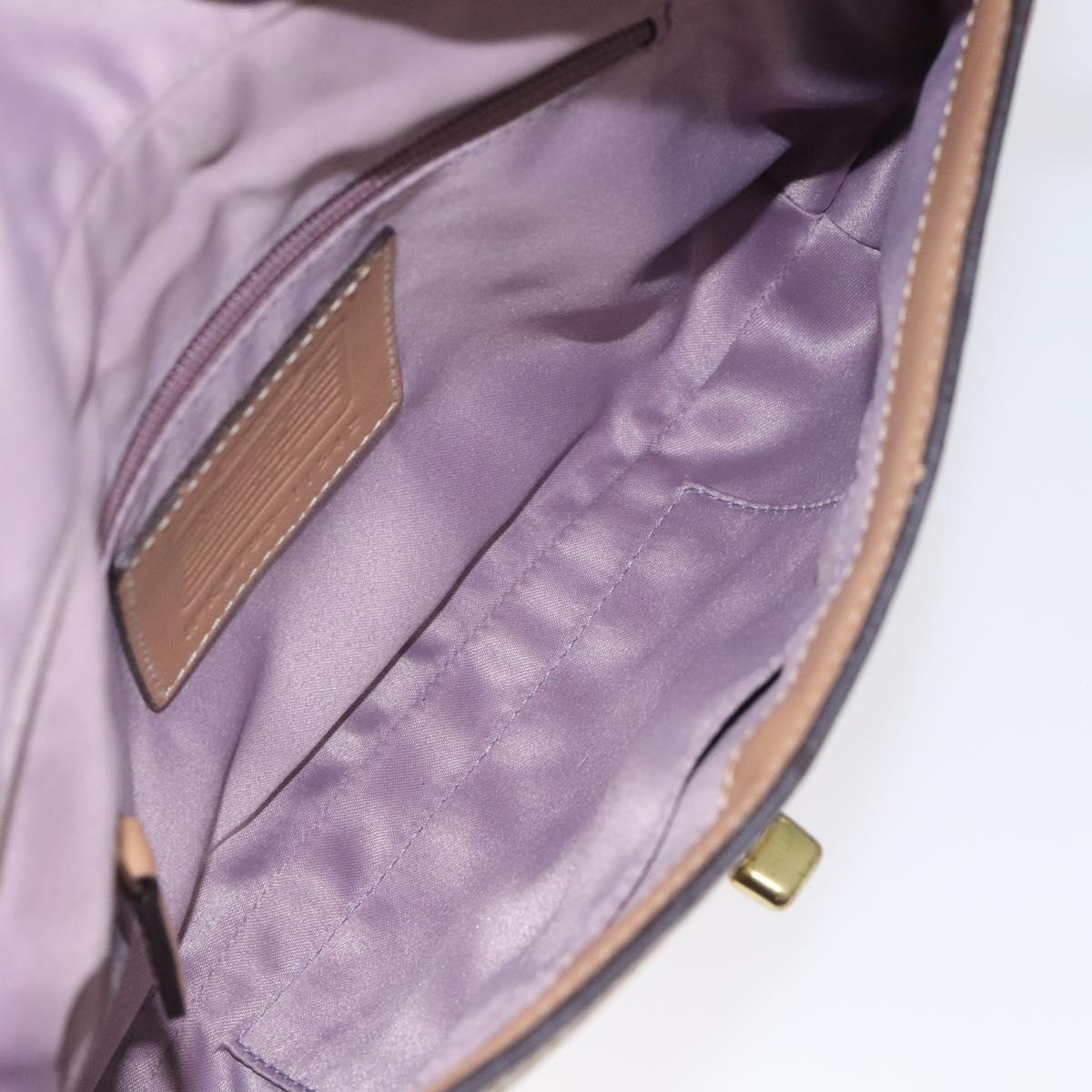 Coach Shoulder Bag Leather Beige Gold Auth EC1029