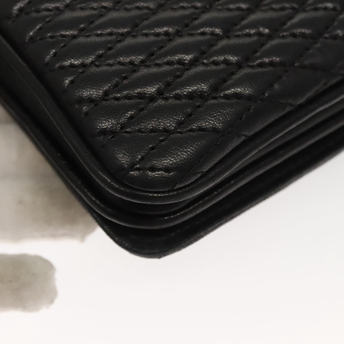 BALLY Chain Shoulder Bag Leather Black Gold Auth EC1031