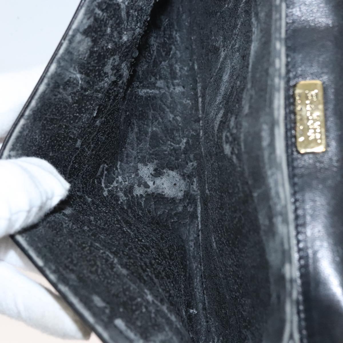 BALLY Chain Shoulder Bag Leather Black Gold Auth EC1031