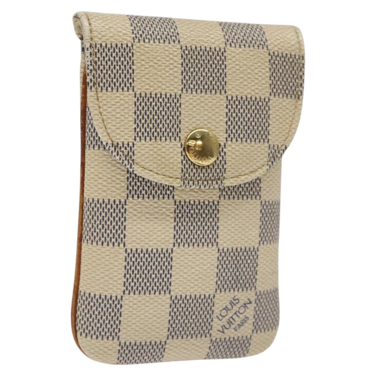 LOUIS VUITTON Damier Azur Etui Telephonne MM Cell Phone Case N60026 Auth EC1032