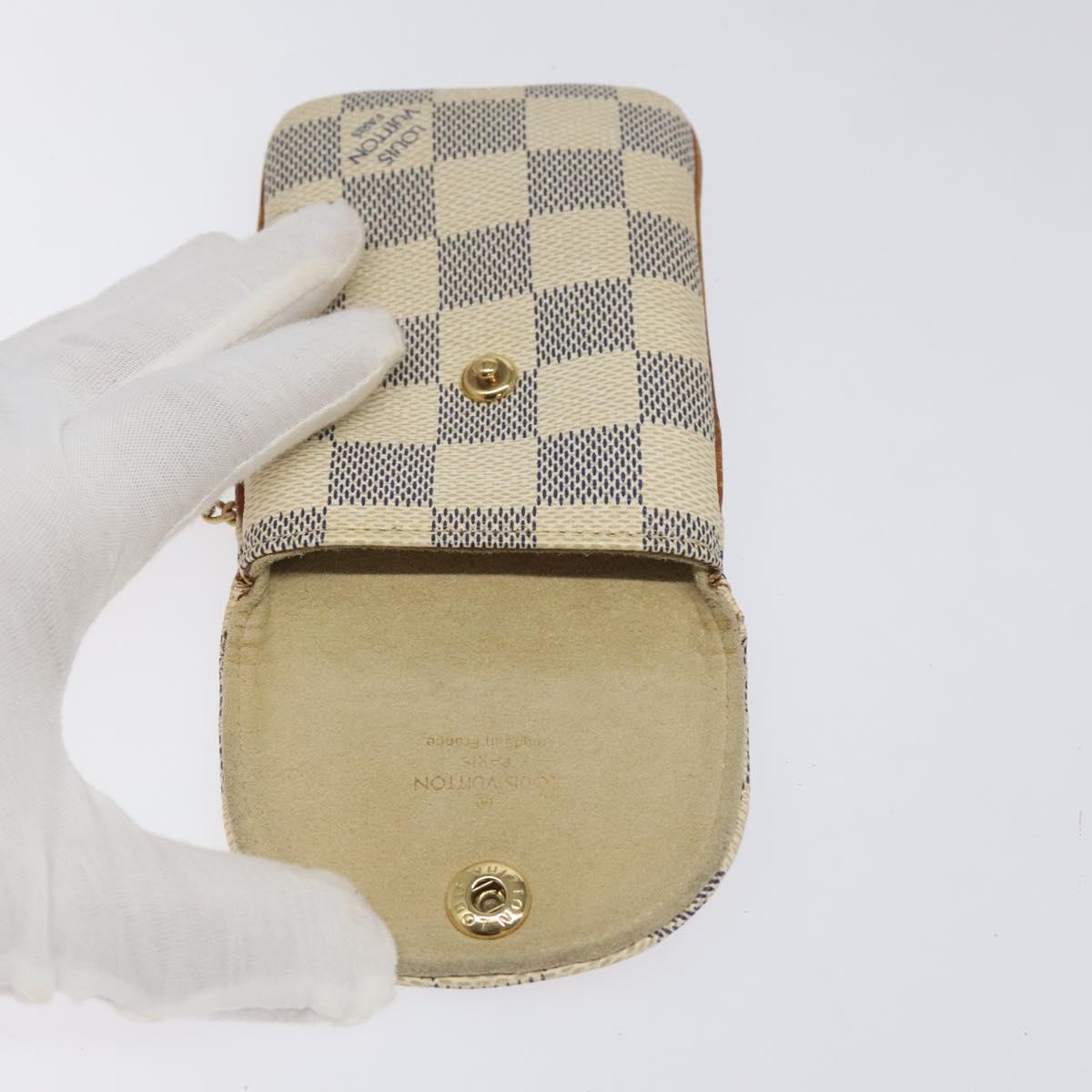 LOUIS VUITTON Damier Azur Etui Telephonne MM Cell Phone Case N60026 Auth EC1032