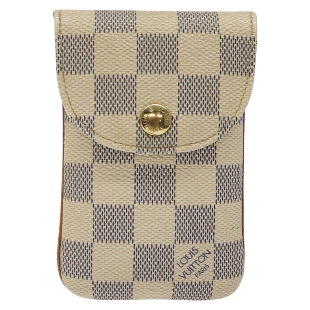 LOUIS VUITTON Damier Azur Etui Telephonne MM Cell Phone Case N60026 Auth EC1032