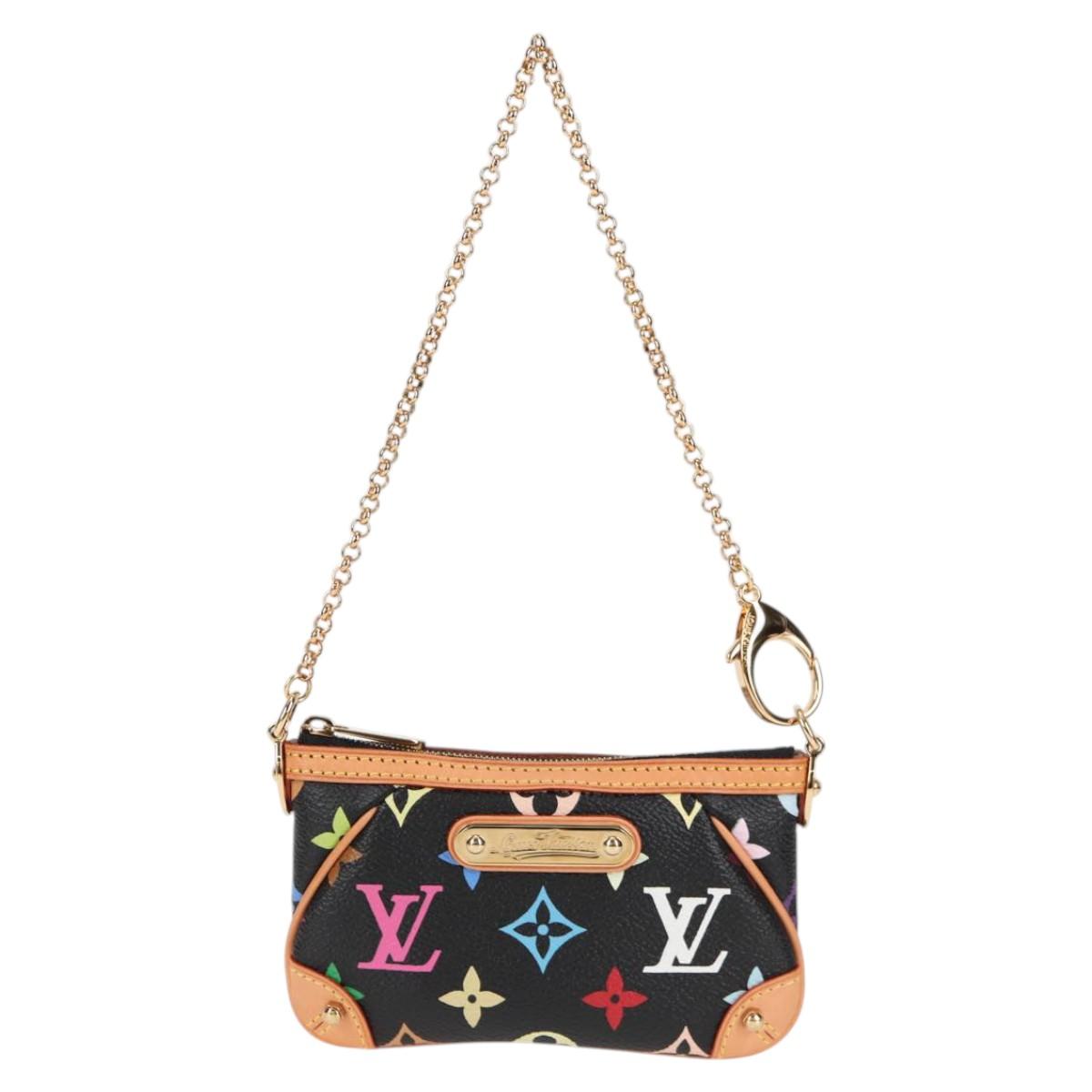 LOUIS VUITTON Multicolor Pochette Mira PM Pouch Black M60099 LV Auth EC1036SM