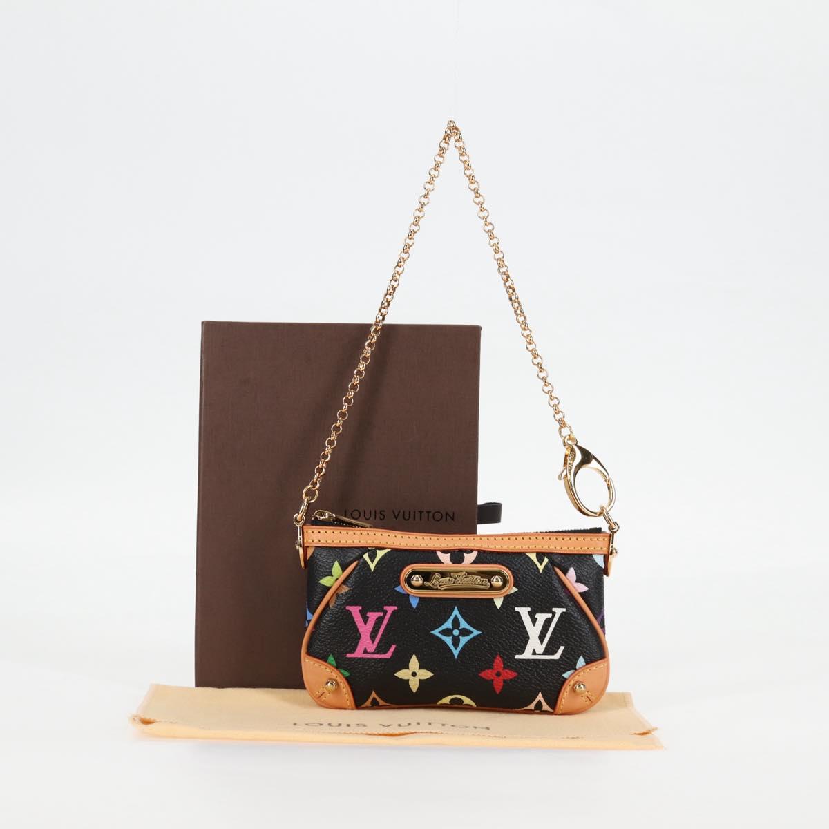 LOUIS VUITTON Multicolor Pochette Mira PM Pouch Black M60099 LV Auth EC1036SM