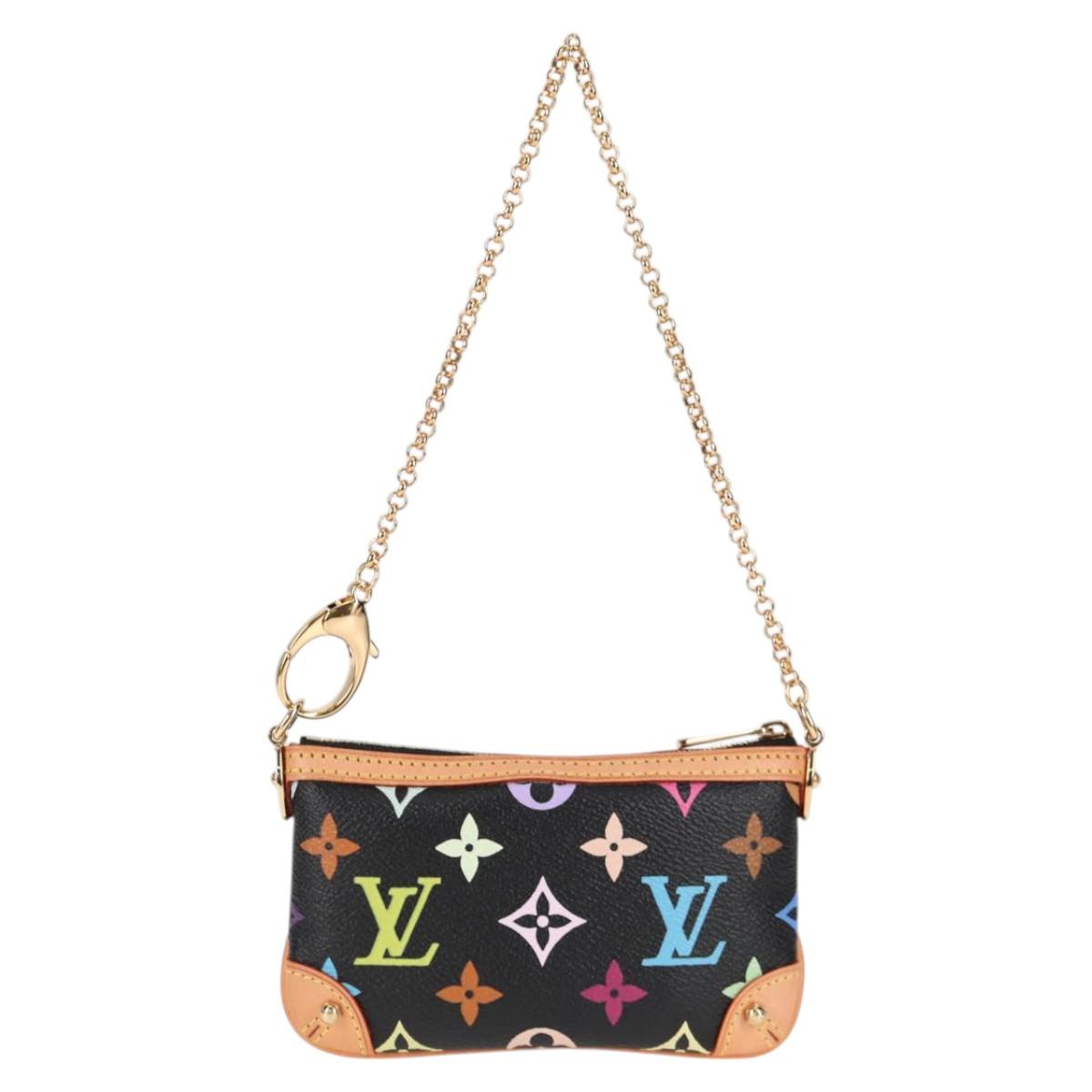 LOUIS VUITTON Multicolor Pochette Mira PM Pouch Black M60099 LV Auth EC1036SM
