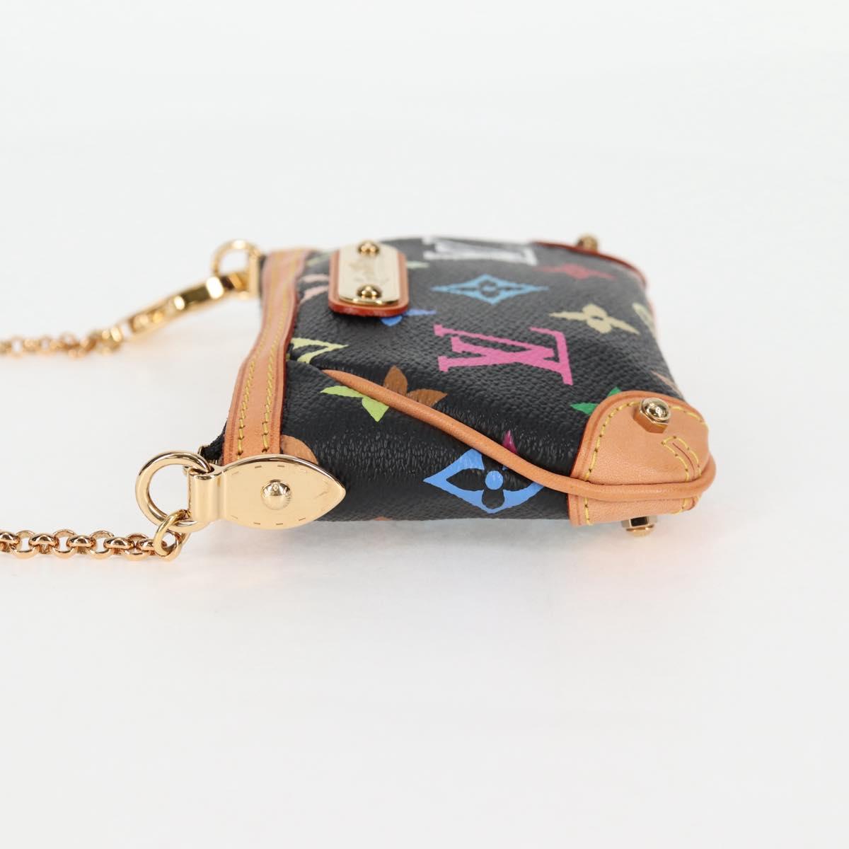 LOUIS VUITTON Multicolor Pochette Mira PM Pouch Black M60099 LV Auth EC1036SM