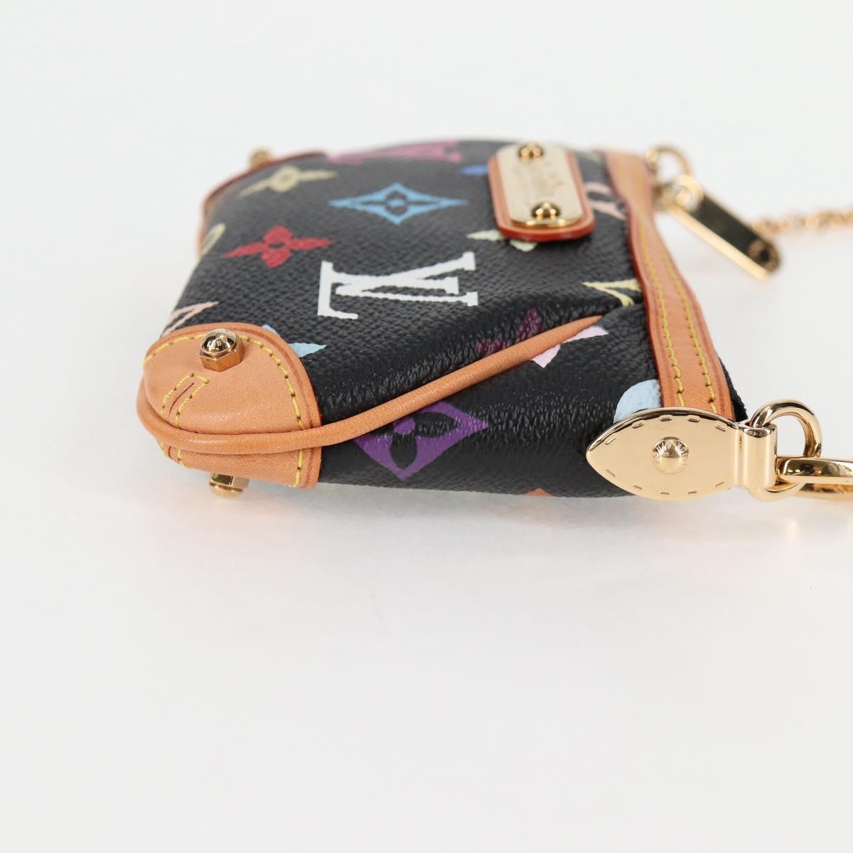 LOUIS VUITTON Multicolor Pochette Mira PM Pouch Black M60099 LV Auth EC1036SM