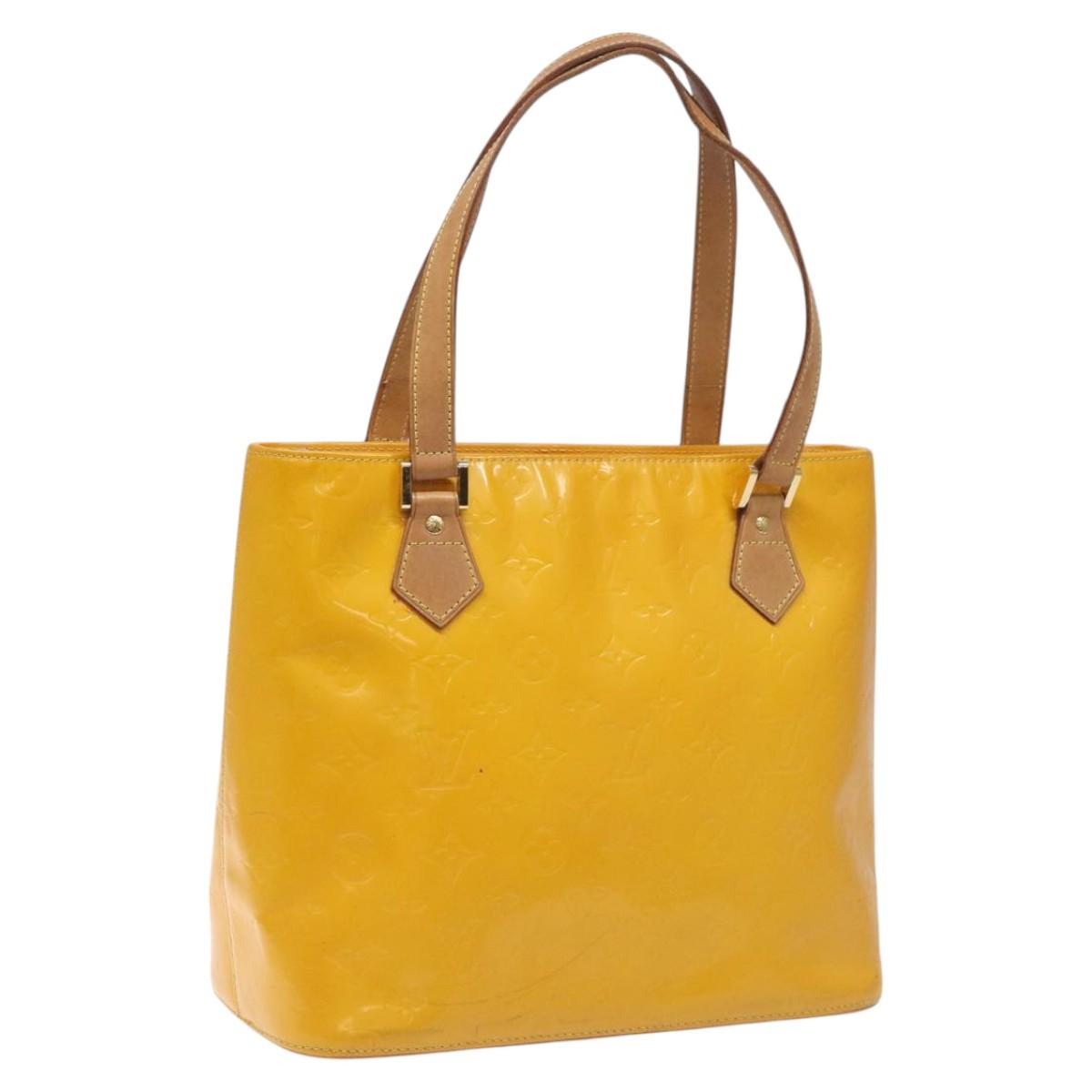 LOUIS VUITTON Monogram Vernis Houston Hand Bag Jaune M91121 LV Auth EC113