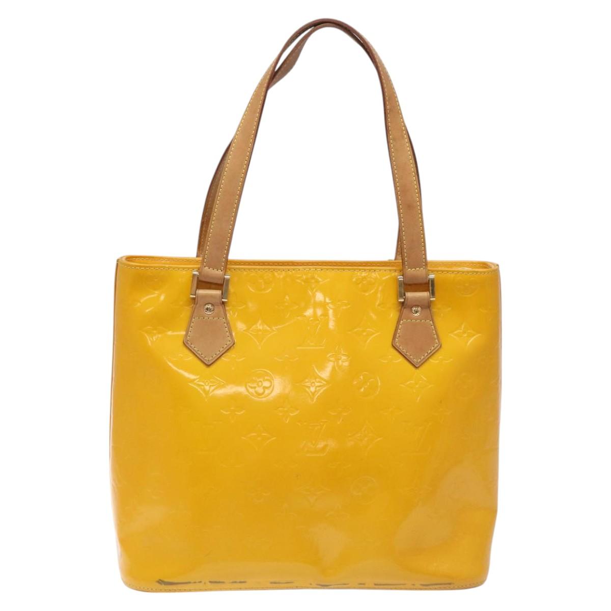 LOUIS VUITTON Monogram Vernis Houston Hand Bag Jaune M91121 LV Auth EC113