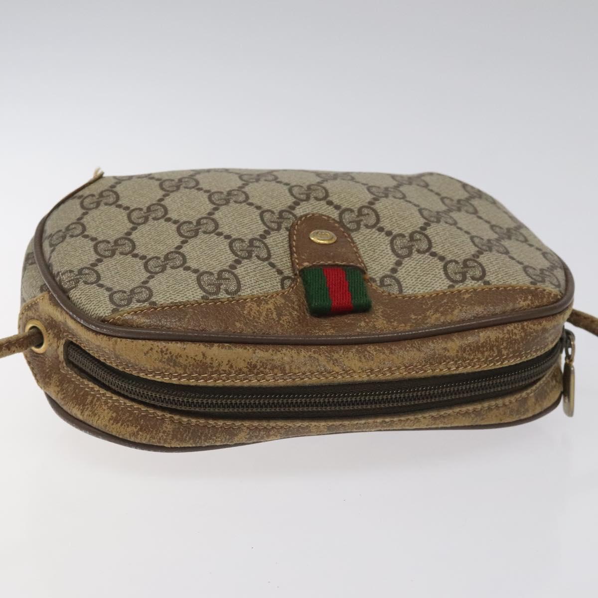 GUCCI GG Supreme Web Sherry Line Shoulder Bag PVC Beige 89 02 066 Auth EC117