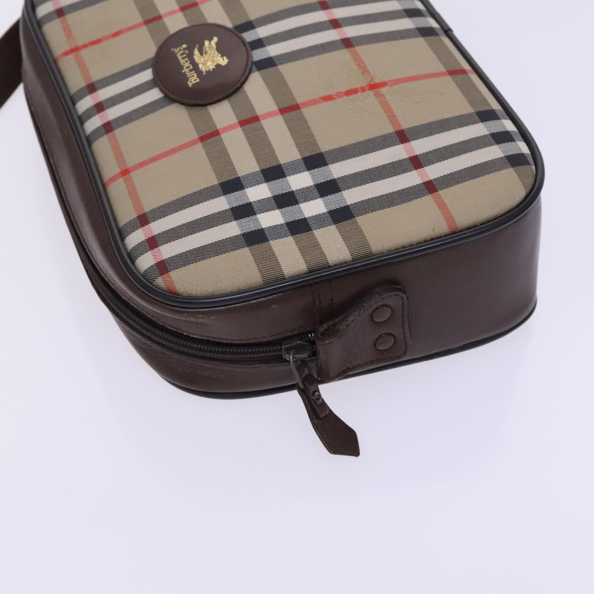 BURBERRY Nova Check Blue Label Shoulder Bag Canvas 3Set Beige Auth EC141