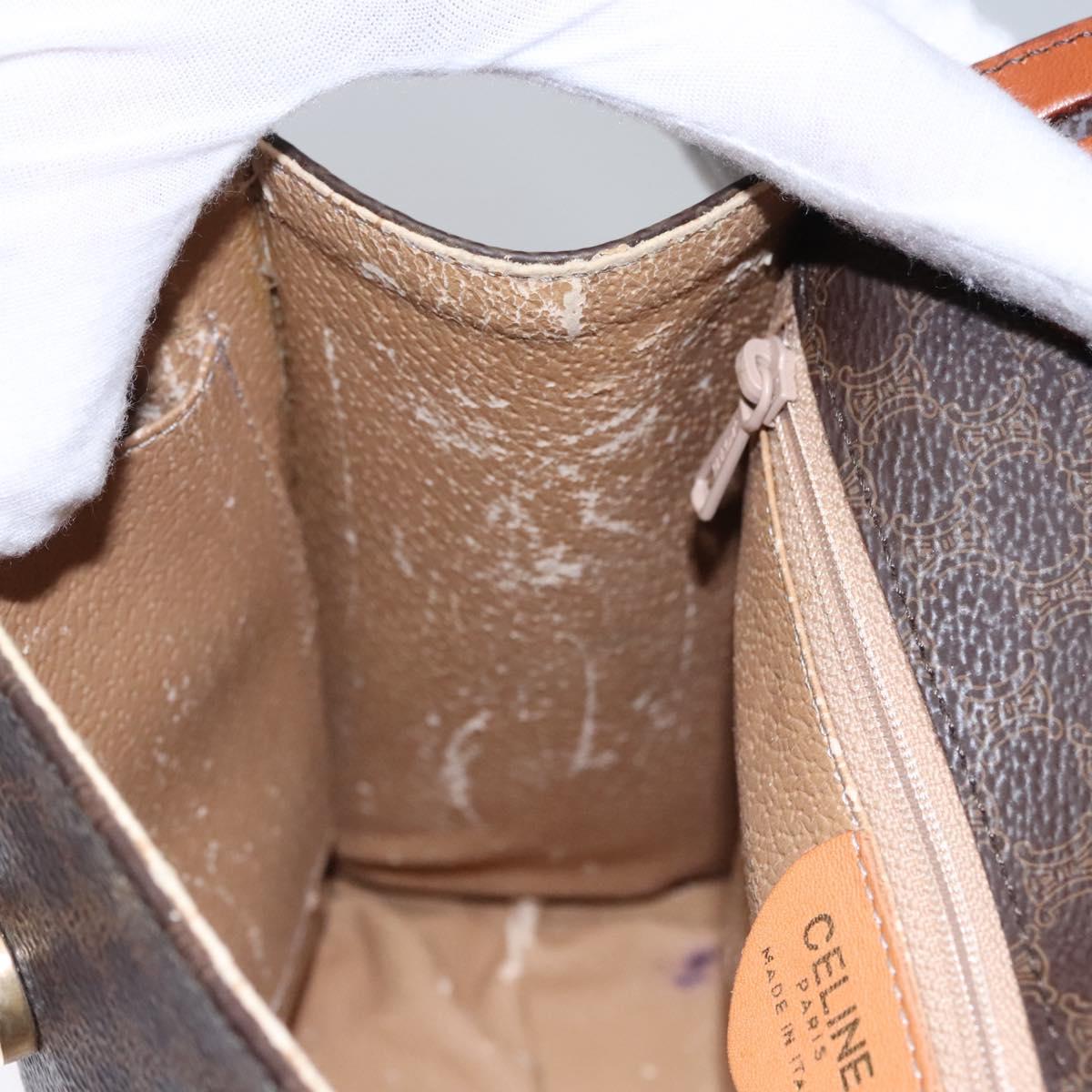 CELINE Macadam Canvas Hand Bag PVC Leather 2way Brown Auth EC148