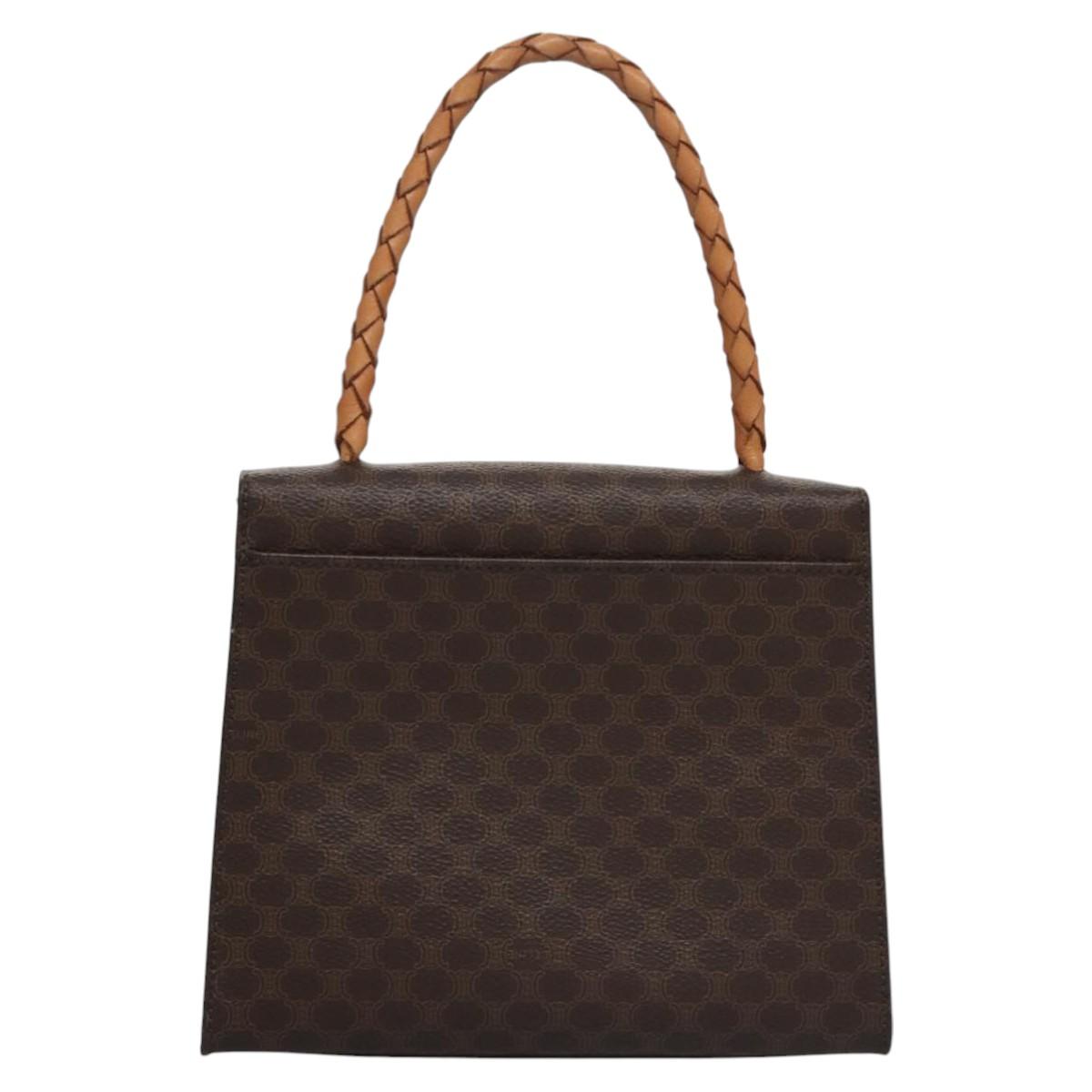 CELINE Macadam Canvas Hand Bag PVC Leather 2way Brown Auth EC148