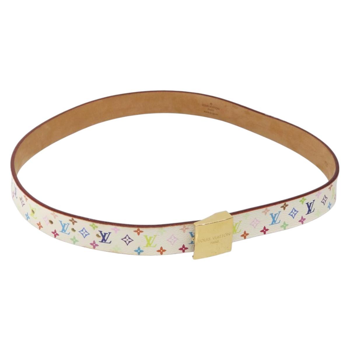LOUIS VUITTON Monogram Multicolor Ceinture Carre Belt White M9270U Auth EC172V