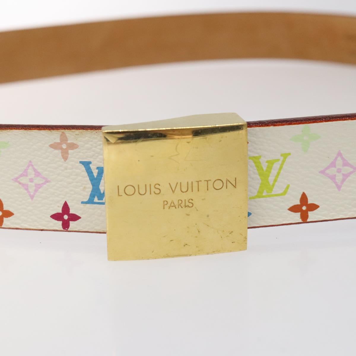 LOUIS VUITTON Monogram Multicolor Ceinture Carre Belt White M9270U Auth EC172V