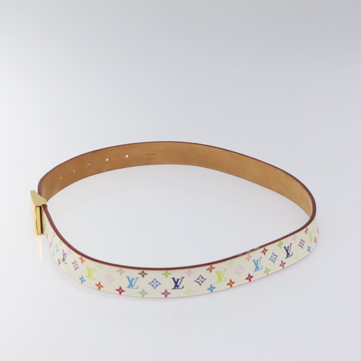 LOUIS VUITTON Monogram Multicolor Ceinture Carre Belt White M9270U Auth EC172V