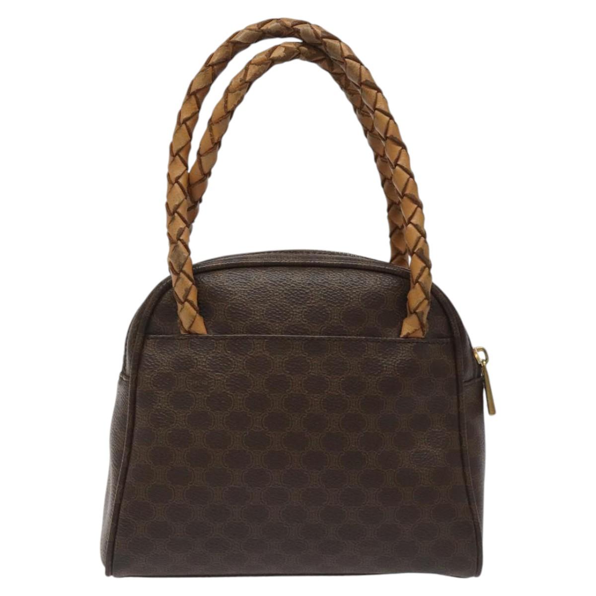 CELINE Macadam Canvas Hand Bag PVC Leather Brown Auth EC224