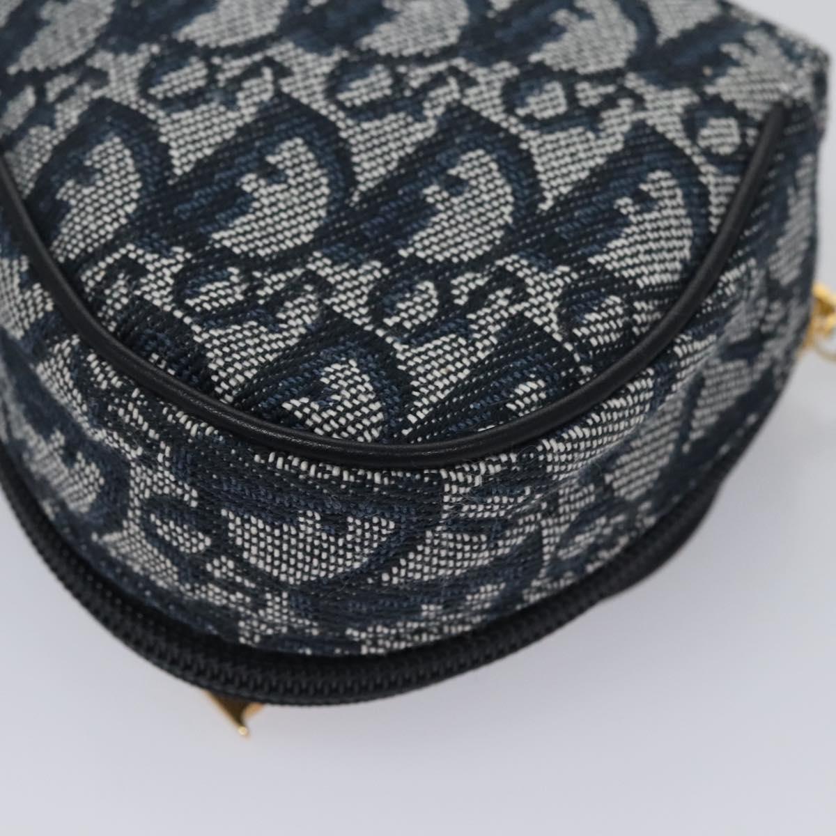 Christian Dior Trotter Canvas Saddle Pouch Navy Gold Auth EC240V