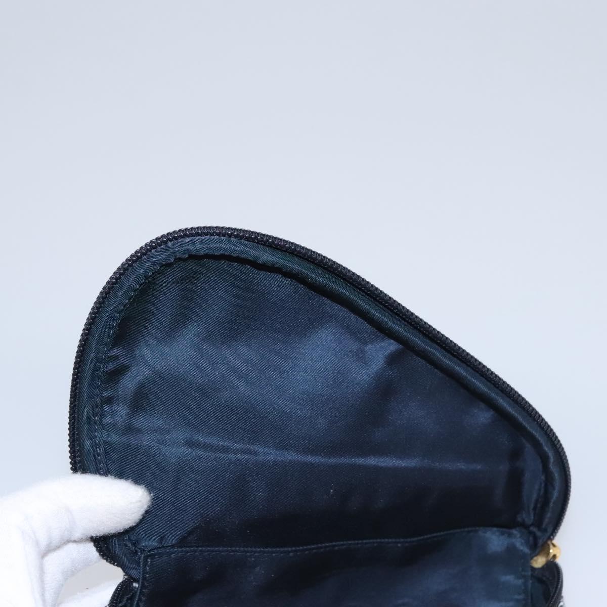 Christian Dior Trotter Canvas Saddle Pouch Navy Gold Auth EC240V