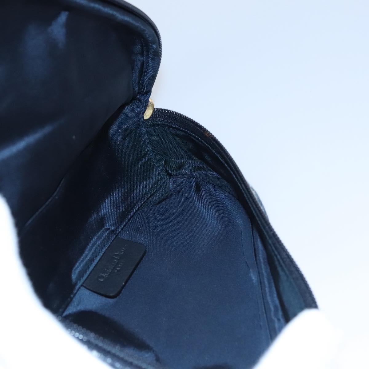 Christian Dior Trotter Canvas Saddle Pouch Navy Gold Auth EC240V