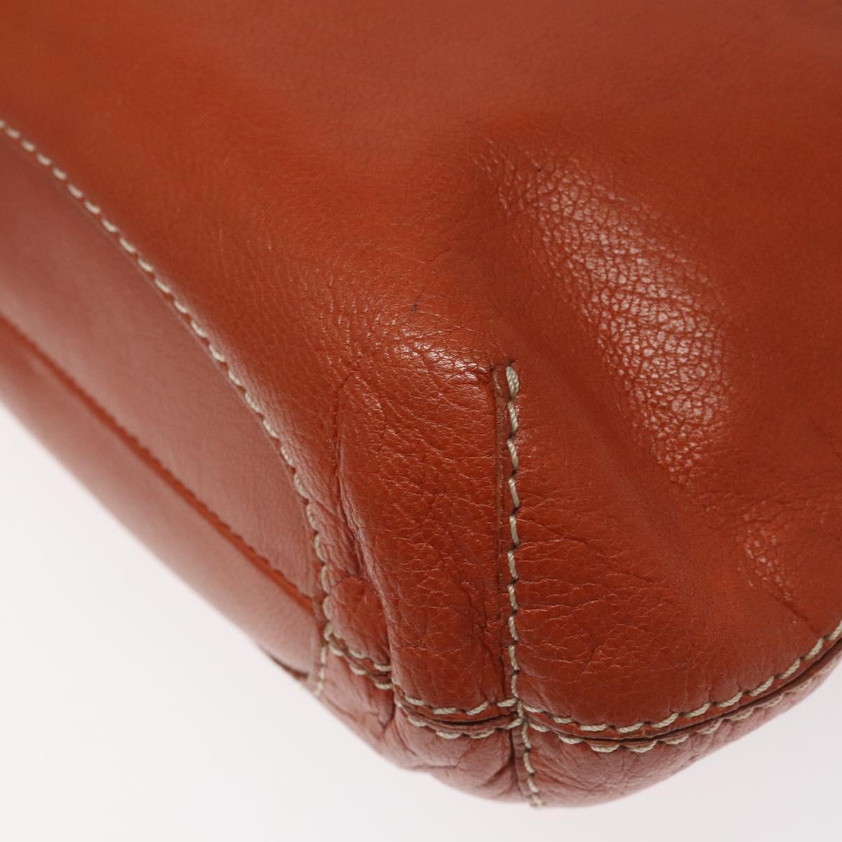 CELINE Shoulder Bag Leather Orange Auth EC246