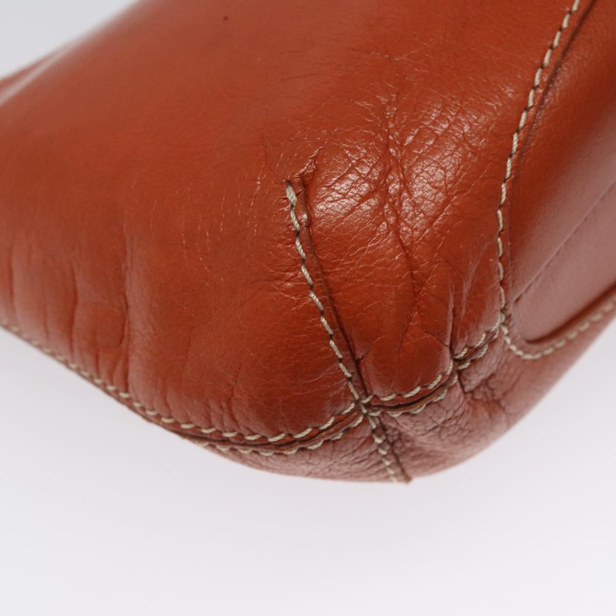 CELINE Shoulder Bag Leather Orange Auth EC246