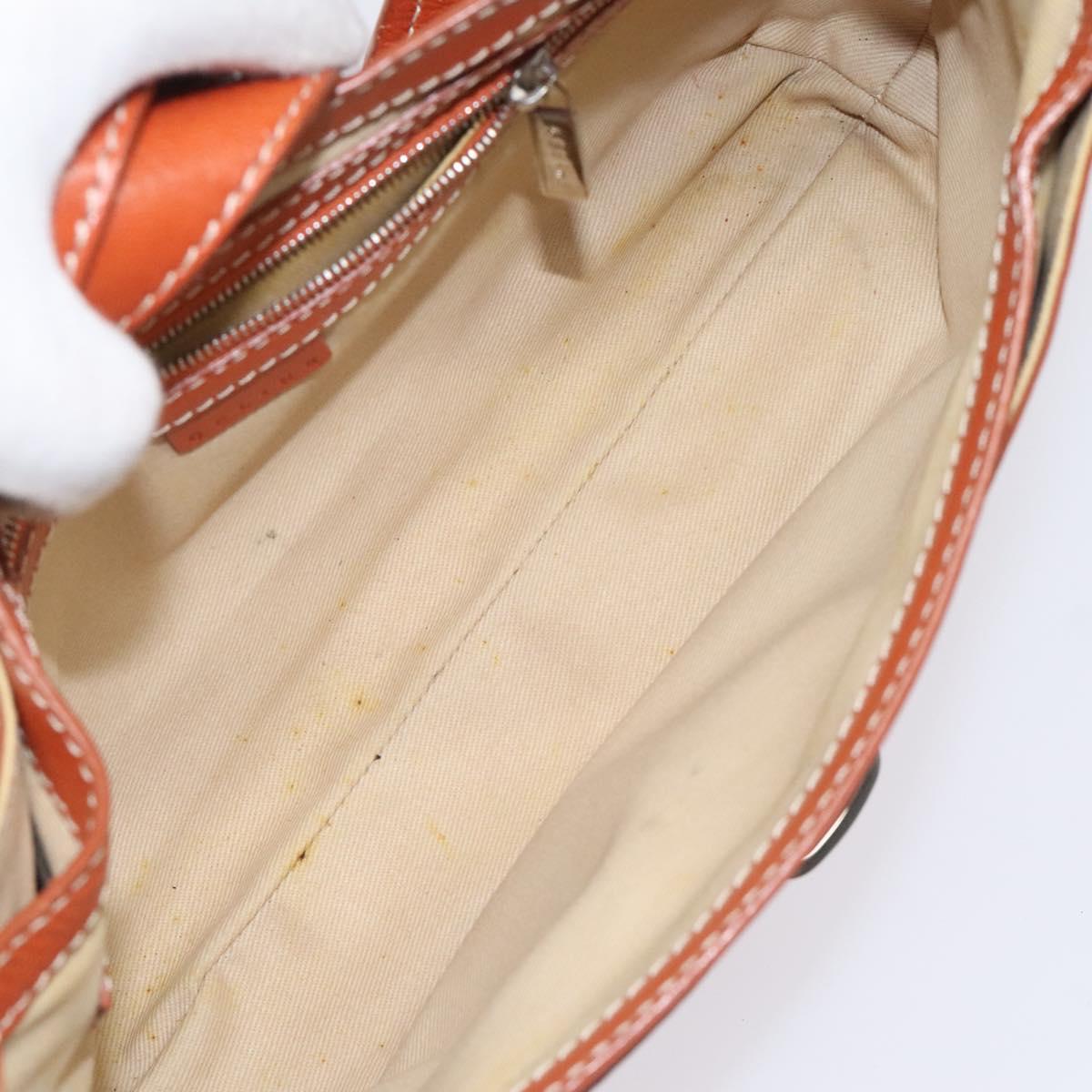 CELINE Shoulder Bag Leather Orange Auth EC246