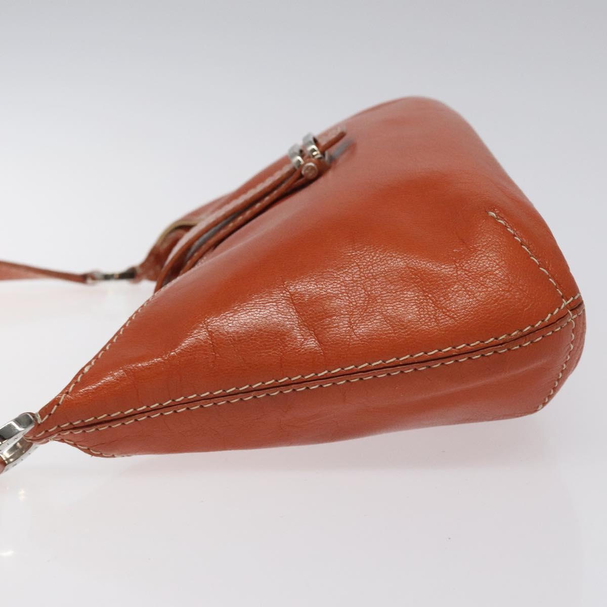 CELINE Shoulder Bag Leather Orange Auth EC246