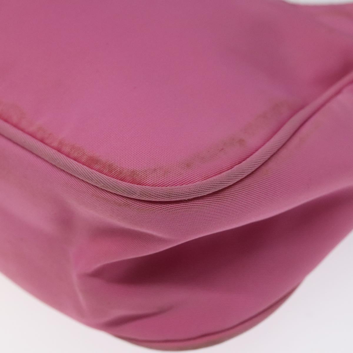 PRADA Accessory Pouch Nylon Pink Silver Auth EC255