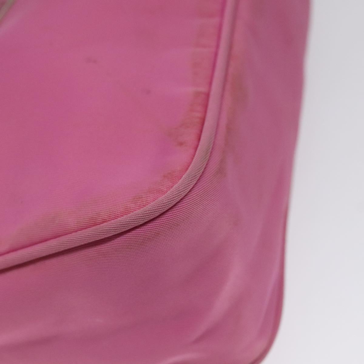 PRADA Accessory Pouch Nylon Pink Silver Auth EC255