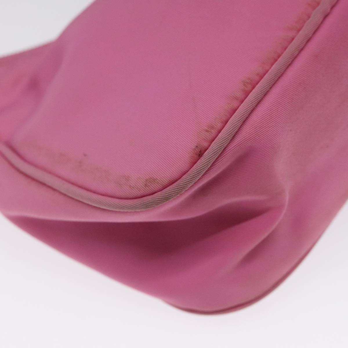PRADA Accessory Pouch Nylon Pink Silver Auth EC255