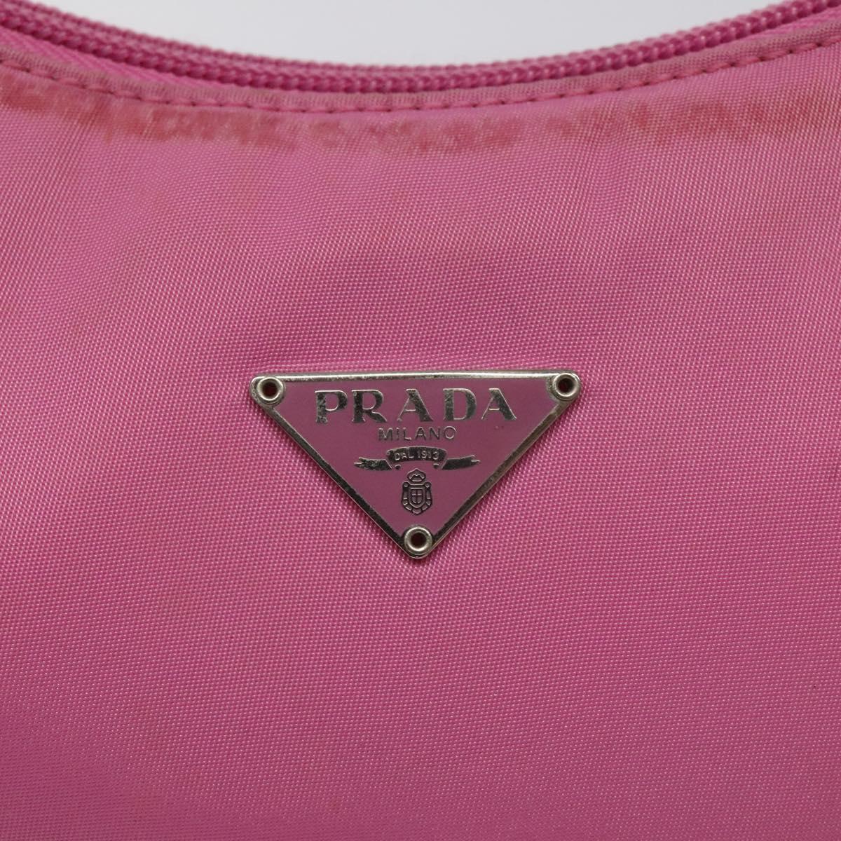 PRADA Accessory Pouch Nylon Pink Silver Auth EC255