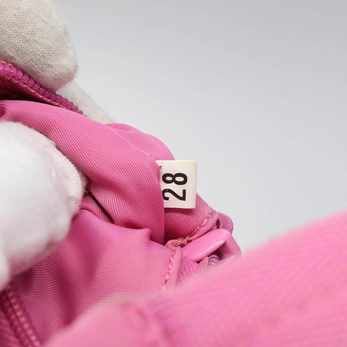 PRADA Accessory Pouch Nylon Pink Silver Auth EC255