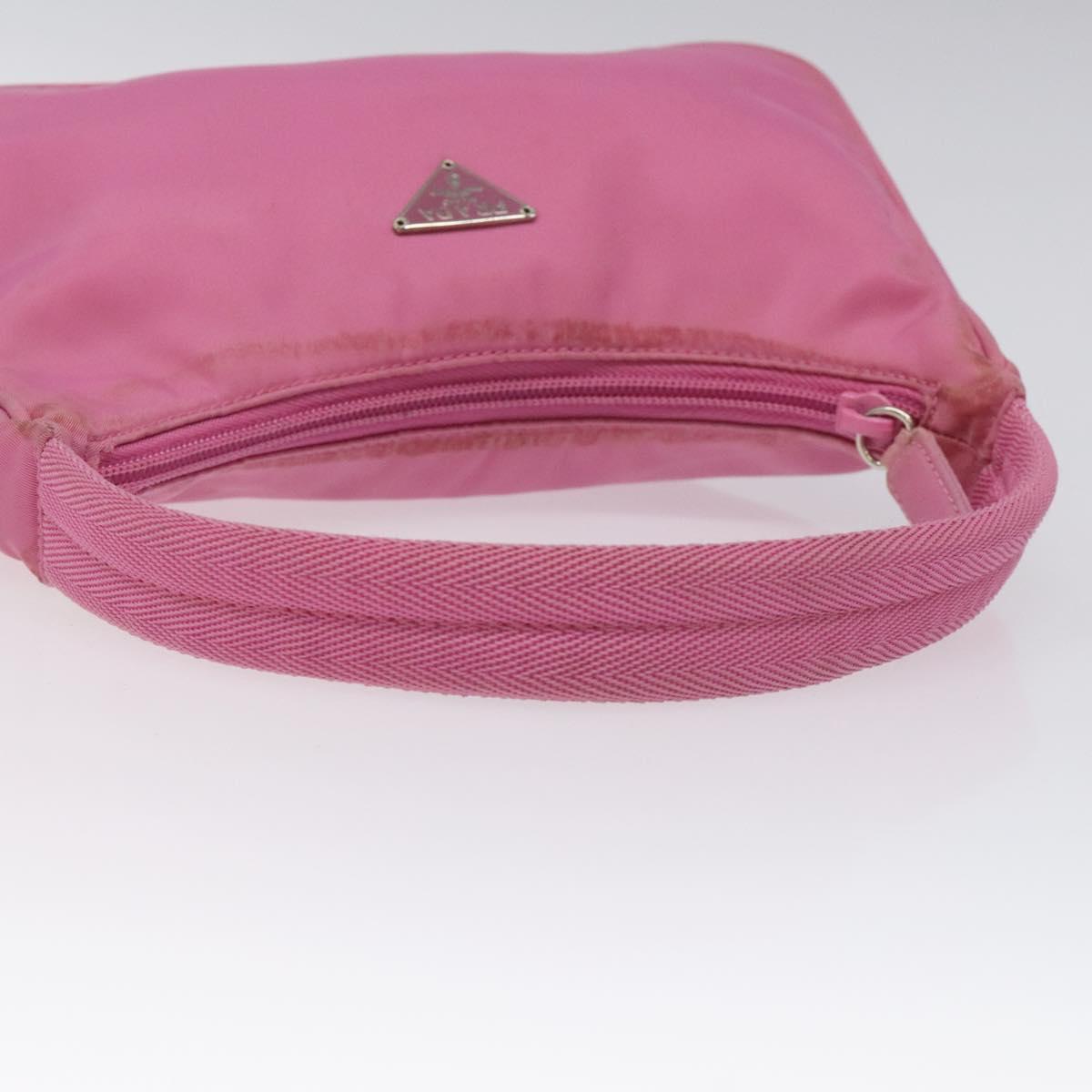 PRADA Accessory Pouch Nylon Pink Silver Auth EC255