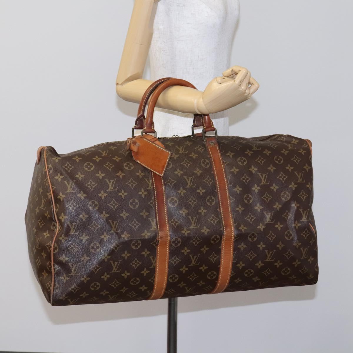 LOUIS VUITTON Monogram Keepall 55 Boston Bag M41424 LV Auth EC256