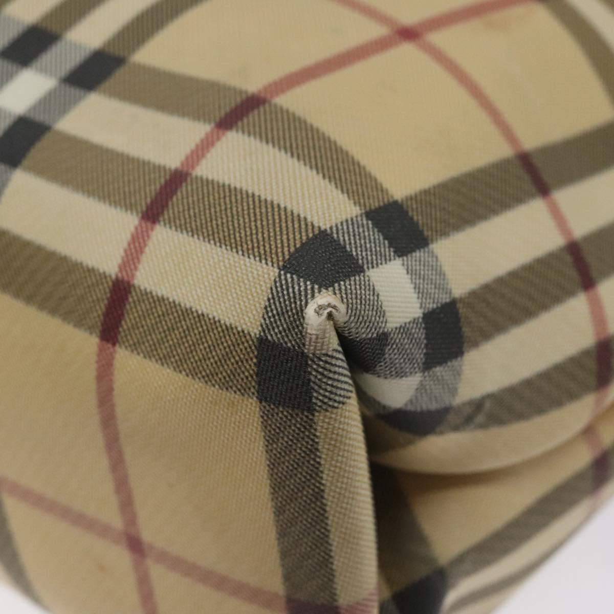 BURBERRY Nova Check Hand Bag PVC Beige Auth EC273