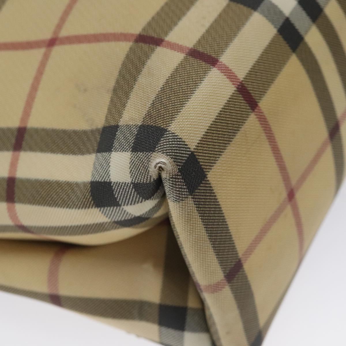 BURBERRY Nova Check Hand Bag PVC Beige Auth EC273